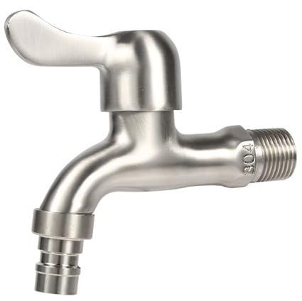 Karlak 304 Edelstahl Waschmaschine Wanne Wasserhahn Netz Mund Kaltwasser Wasserhahn für Badezimmer Küche Garten (Waschmaschinenhahn (Tsim Tsui))