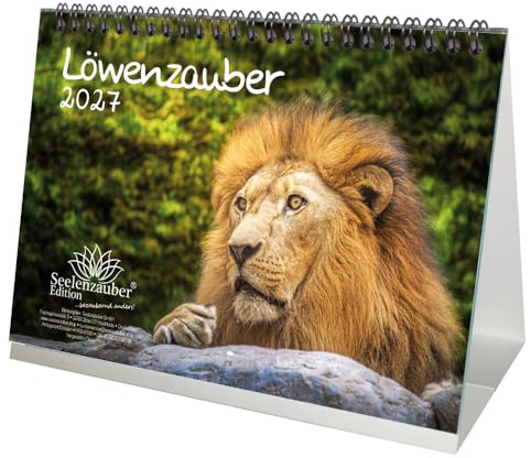 Löwenzauber DIN A5 Tischkalender für 2027 Löwen und Löwenbabys - Seelenzauber