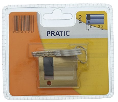 BRICARD 1443-Halbzylinder Pratic 10 + 30 Messing, Sicherheitsstufe 1, 3 Schlüssel, 2 Jahre Garantie, Leitfähigkeit Korrosion