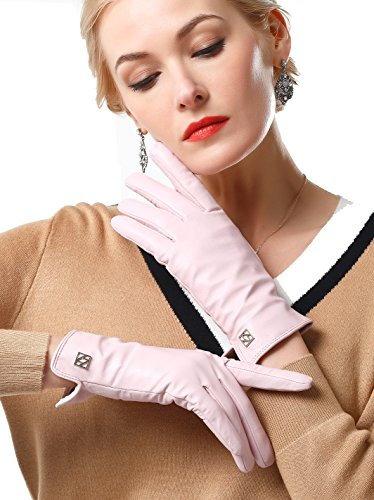 NappaNovum Damen Italienische Lederhandschuhe Lammfell Winter Komfort Handschuhe (Touchscreen oder ohne Touchscreen), rose, XX-Large