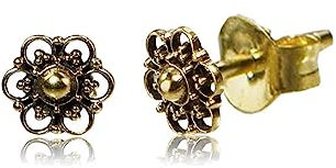 viva-adorno 1 Paar Ohrstecker Ohrringe Messing Ethno Vintage Antik Style Blumen Blüten Goa Z498, D5