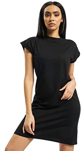 URBAN CLASSICS Vestito Donna a Maniche Corte, Vestito Donna Estivo, Colletto Stretto, Abito Casual Disponibile in Diversi Colori e Taglie XS - 5XL