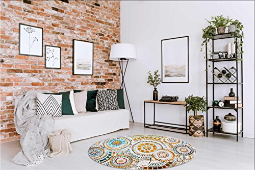 Oedim Teppich Mosaik Kreis PVC | 120 cm x 120 cm | PVC-Teppich | Vinylboden | Wohnkultur
