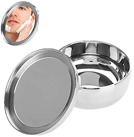 Semme Rasierseife Schüssel,Universalmann Edelstahl Bart Rasierseifen Schüssel, Edelstahl Schüssel Mit Deckel,für Jede Rasierseife Geeignet