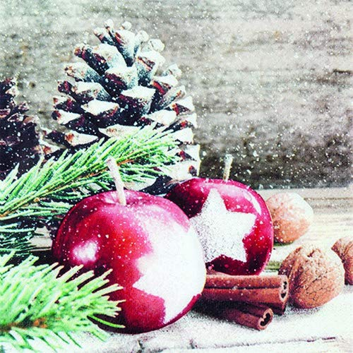 20 Servietten ?pfel, Zweige & Zapfen/Winter/Weihnachten 33x33cm