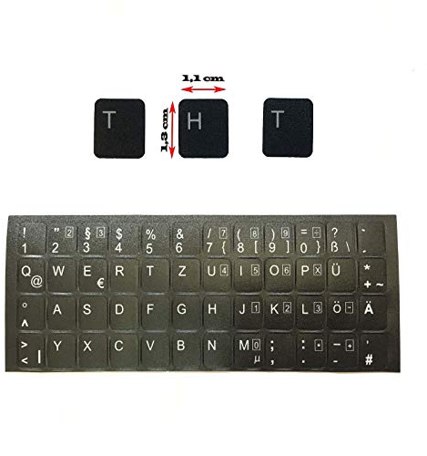 Kompatibel mit Samsung laptop DEUTSCHE Tastaturaufkleber- schwarz MATT 48 Tasten 1,1 cm x 1,3 cm Tastatur Aufkleber Selbstkleben
