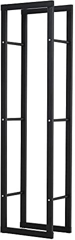 HOMCOM Legnaia da Esterno e Interno Verticale con Portata 100 kg max, Portalegna da Interno in Metallo, 40x25x150 cm, Nero