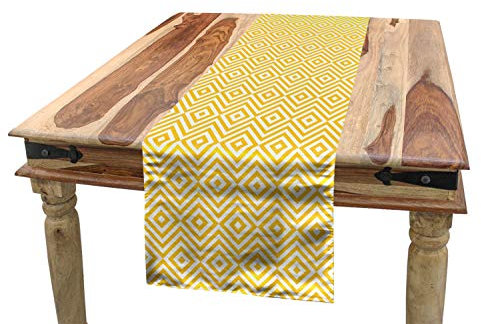 ABAKUHAUS Abstrakt Tischläufer, Zig Zag, Esszimmer Küche Rechteckiger Dekorativer Tischläufer, 40 x 180 cm, Ringelblume Weiß