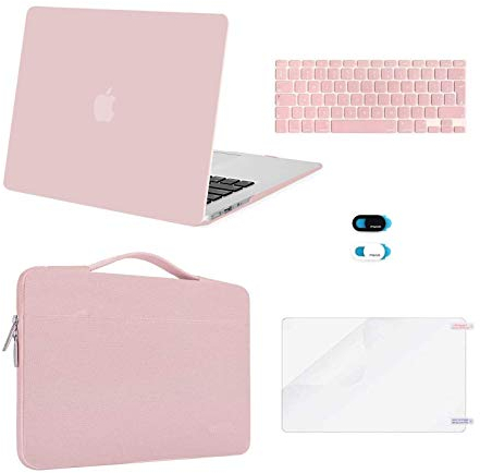 MOSISO Hülle Kompatibel mit MacBook Air 13 Zoll A1369 A1466 2010-2017 Release,Plastik Hartschale&Aktentasche & Tastaturschutz & Webcam Cover & Displayschutz, Rosenquarz