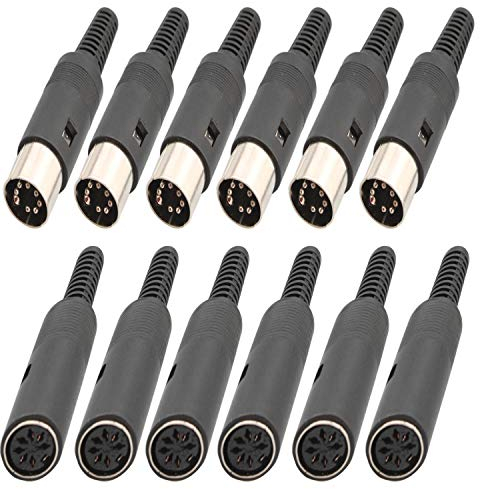 RUNCCI-YUN 12pcs 6Broches DIN Haut-Parleur fiche,Audio Vidéo connecteur DIN,souder DIN connecteur, pour HiFi Haut-Parleur,Ordinateur Claviers Souris ( mâle vers Femelle )