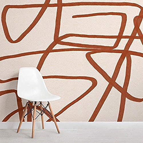 Papier Peint Abstrait Doodle Terracotta Et Beige Papier Peint 3D Salle de séjour Chambre à coucher Salle de séjour Mural murale enfant-250cm×170cm