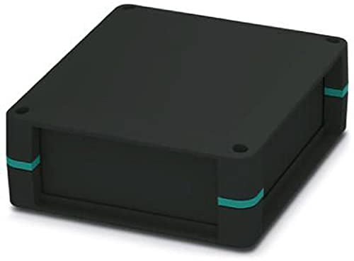 PHOENIX CONTACT UCS 195-145-F-GD 9005 Komplettgehäuse für Leiterplatten, Flexibel Positionierbar Beinhaltet Gehäusehalbschalen, Seitenwände Geschlossen, Schwarz mit Eckeinlegern türkisblau