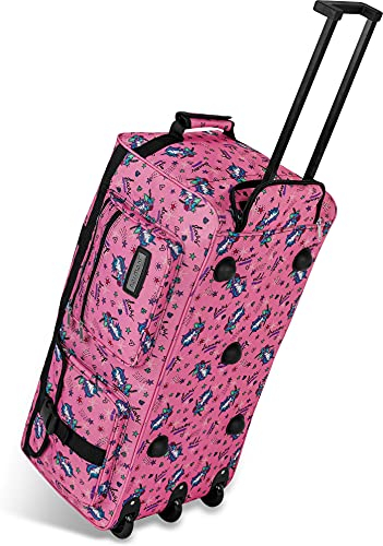 normani Hochwertige robuste Reisetasche mit Rollen Jumbo Big-Travel 80-150 Liter mit bis zu 3 Rollen Neue Generation Farbe Einhorn Pink