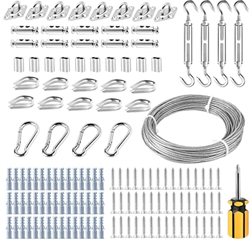 Abimars Drahtseil 3mm & 20m Set, Drahtseil mit Ummantelt 3mm,304 Edelstahl Seil mit Drahtseilkauschen,Edelstahlseil kann zum Litzenkern Aufhängen von Bildern,Kleiderschnur