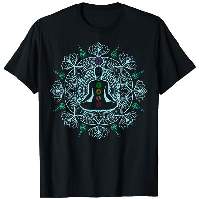 Farben der Chakras Heilige Geometrie Yoga Buddha Chakra T-Shirt