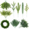 Syhood Branches de Pin Artificielles Noël 4 Styles Aiguilles de Pin Faux Pics Feuilles Branches en Plastique Faux Pics Verdure pour Noël Décorations (Vert, 60 Pièces)