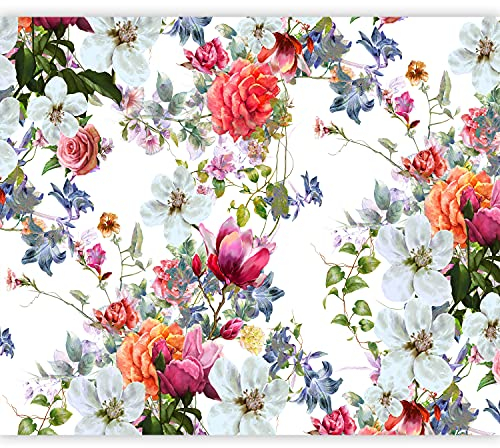 murando - Vlies Fototapete Retro Blumen 350x256 cm Vlies Tapeten Wandtapete XXL Moderne Wanddeko Design Wand Dekoration Wohnzmmer Schlafzimmer Büro Abstrakt Vintage bunt b-B-0626-a-a