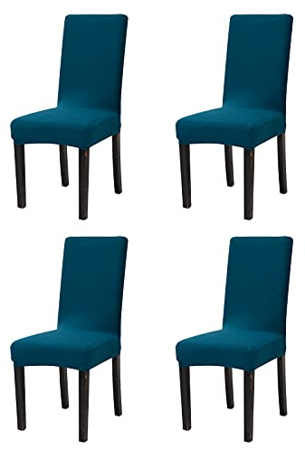 Sufdari Stuhlhussen 4er Set, Stretch Esszimmer Stuhlbezug für Esszimmerstühle, Abnehmbarer Waschbarer Spandex Stuhlüberzug für Küchenstühle,Hotel, Bankett(4 Stück)
