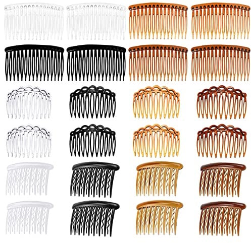 Französische Seitenkämme,Forreen 24 Stücke Haarkamm zum Stecken,Kunststoff mit 11/17/24 Zähnen,Zubehör für Frauen,Braut,Hochzeitsschleier,Mädchen,Dickes und Feines Haar