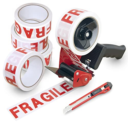 Rapesco 1682 Germ-Savvy Antibakteriell 960 Klebeband-Handabroller mit 5 „Fragile“ Packbänder