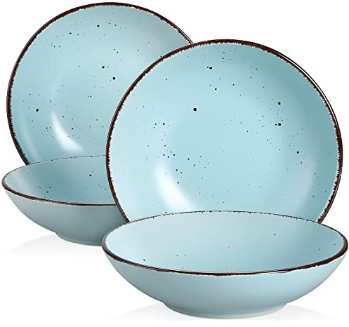 vancasso, Série Moda, Assiette Creuse en Céramique, Assiette à Soupe Saladier - 4 Pièces