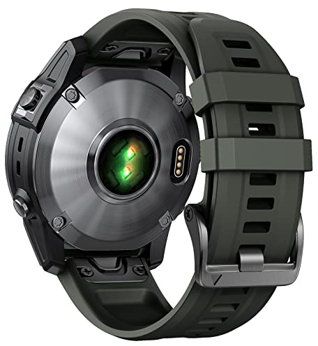 ANBEST Armband für Garmin Fenix 7 Pro/6 Pro/EPIX 2 Armband, 22mm Quick Fit Ersatzarmband für Fenix 6/5/EPIX Pro 47mm/Forerunner 955/965/945/935/Approach S62/Descent G1 Armbänder, Armee Grün