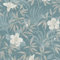 Papier peint tropical bleu & beige salle de bain | Tapisserie exotique bleu & beige chambre | Papier peint jungle intissé couloir