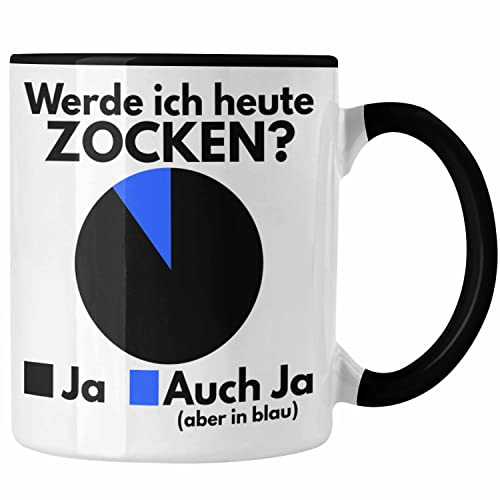 Trendation - Lustige Zocker Gamer Tasse Geschenk Werde Ich Heute Zocken (Schwarz)