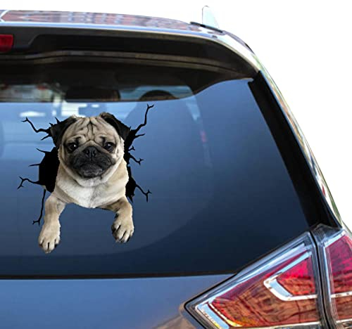 Camellia Print Mops-Aufkleber für Auto, wasserdicht, UV-beständig, lebendiges Design, einfache Anwendung und lange Haltbarkeit. (Mops-Geschenke für Mops-Liebhaber)