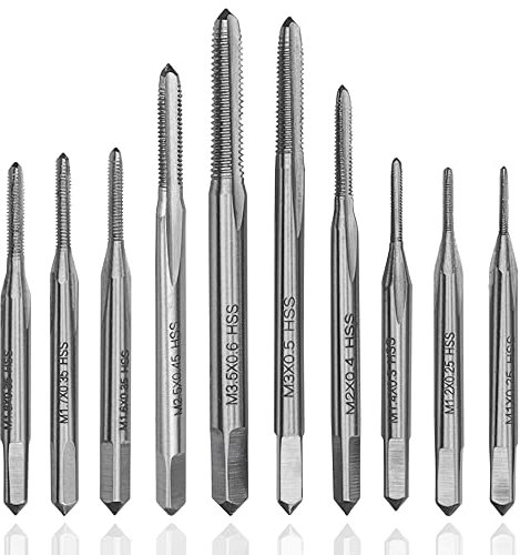 Mesee Jeu de 10pcs Mini Tarauds Métriques HSS, Tarauds Machine M1-M3.5 Outil de Filetage Taraudage Micro-tarauds à Tarauder pour Horloge Montre Bricolage