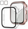 JZK 2 Stück Schutzhülle für Apple Watch Series SE 2/SE/6/5/4/3, mit Gehärtetes Glas Displayschutz, HD Ultradünne Kratzfest für iWatch Series SE/6/5/4/3 Hülle 44mm, Roségold+Klar