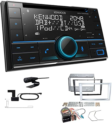 Kenwood DPX-7300DAB 2-DIN Autoradio mit Bluetooth Digitalradio DAB+ USB CD passend für Opel Astra H 2004-2010 matt Chrome ohne Canbus