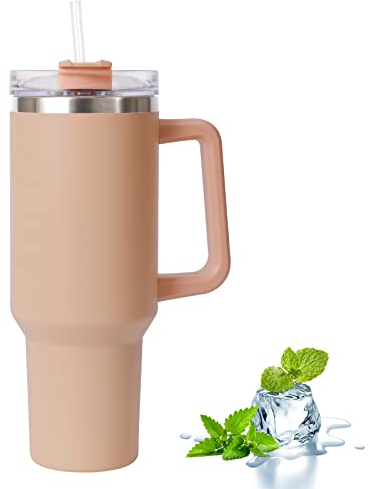 40oz Mug Isotherme avec Poignée, Tasse Isolée de Voyage à Café En Acier Inoxydable, Double Isolée Sous Vide avec Couvercle Et Pailles, Bouteille d'Eau Thermos Pour Café Chaud Et Froid
