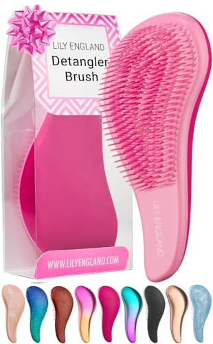 Haarbürste ohne Ziepen | Die Perfekte Detangler-Bürste für Locken, Glattes, Dickes, Dünnes Haar | Haarbürste für Kinder und Damen - Lily England Entwirrbürste für Lange Haare und Kurze (Rosa)