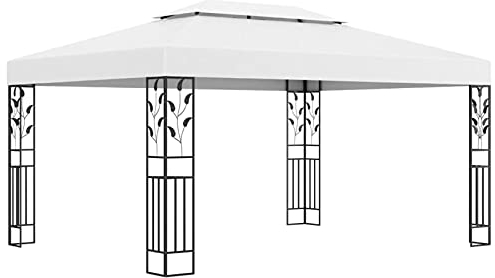 Pavillon mit Doppeldach, BULANED Faltpavillon, Pergola, Partyzelt, Standmarkise, Sonnenzelt, Garten Pavillion, Grillpavillon, 3x4 m Weiß