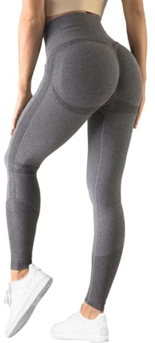 TAYOEA Sport Leggings Damen Nahtlose Scrunch Leggings Hohe Taille Fitnesshose Gym Yogahose Booty Lifting Push up Workout Blickdicht Sporthose Grau, S
