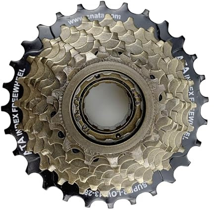 BALINGE ATA 8 Speed Freewheel, 13-28T Screw On Multiple Freewheel Threaded Type Freehub Cycling Replacement Part，Black&Brown