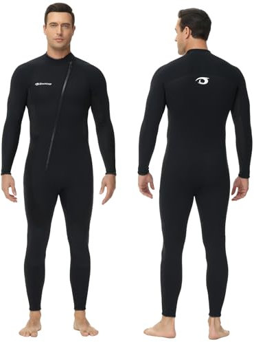 Owntop Herren Neoprenanzug 3/2mm - Vorderer Reißverschluss Voll Tauchanzüge, Stretch Pro Neopren-Nassanzug Thermische Volle Länge Tauchhaut zum Surfen Schnorcheln, Herren Schwarz M