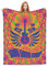 Zeleda Hippie-Decke, Hippie-Gitarre, Überwurf, Decke, 152,4 x 127 cm, Vintage-Musikdruck, Überwurf, Decken, 1960er, 70er-Jahre, Hippie-Hintergrund, große Couch, Sofa, Stuhl, Friedenssymbol, Auge,