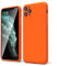 oakxco for iPhone 11 Pro Max Phone Case Liquid Silicone, Neon Bright Solid Color, Thin Slim Soft Rubber Gel Matte TPU Plain Simple Cover for Women Girl Cute, Neon Orange