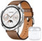 HUAWEI WATCH GT 4 Smart Watch 46MM Leather Brown Woven Fitness Tracker Compatible with Android & iOS FreeBuds SE2 White Wireless Earphones, Bluetooth