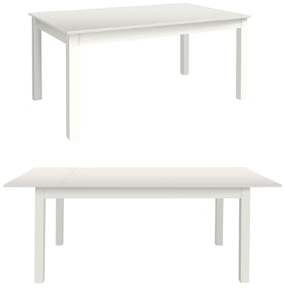 eacommerce - Tavolo da Pranzo Allungabile in Legno | Apertura a Libro | Ideale per Sala, Case al Mare, Montagna, Vacanza, Bianco, 90x160/200x75H cm