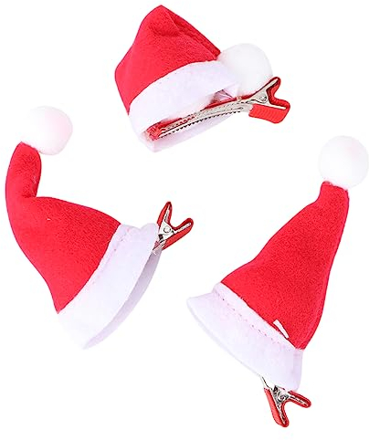 WOONEKY 3st Weihnachtskopfclip Hut Haarspangen Weihnachtsmütze Kopfschmuck Geweih Haarspangen Hirschhaar-accessoires Weihnachtsspangen Ausgabekarte Stoff (polypropylengarn) Rot Weihnachten