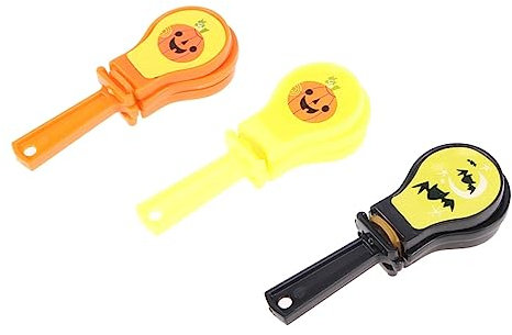 WOONEKY 12 Stücke Kunststoff Hand Klöppel Krachmacher Set Halloween Party Spielzeug Kürbis Druck Für Feiern Unterhaltung