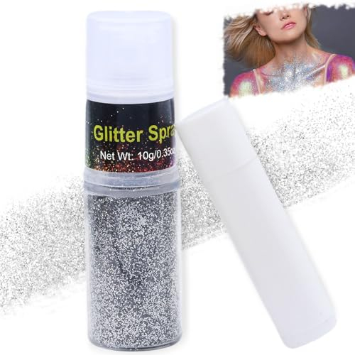 Spray Paillette Cheveux et le Corps,Bombe Paillettes Visage Glitter Makeup Pour Vetements FêTe Festival Maquillage Accessoire Argent