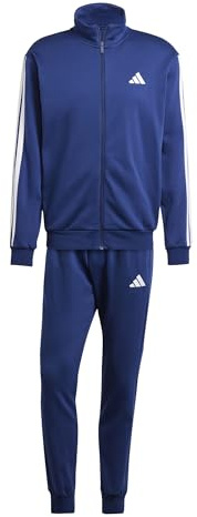 adidas Uomo Sportswear Basic 3 Stripes Tricot Tracksuit, Tuta da Allenamento, Blu (Dark Blue), S Short