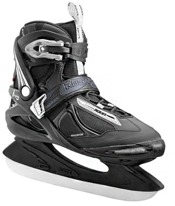 Roces Eishockey-Schlittschuhe für Herren und Erwachsene, aus Edelstahl, mit Thermoisolierung und Schnürsenkeln, Powerstrap und mikroverstellbarem Memory-Schnallenverschluss, Schwarz/Weiß, Größe 39