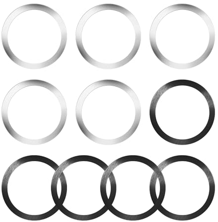 XMNIVATE 10 Metal Rings, Cell Phone Magnetic Rings, Cell Phone Magnetic Plates, Magnetic Safety Rings, Magnetic Cell Phone Holders, Car Magnet Cell Phone Cases(Silver, Black)