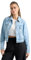 shelikes Womens Denim Jacket Crop Cargo Style Long Sleeve Button Up Slim Fit Vintage Jean Jacket (Bleach, 14)