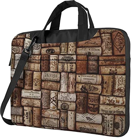 Apbdffjnf Laptoptasche aus Kork, für Damen und Herren, Laptoptasche, Aktentasche, Schultertasche mit Gurt, 33 cm, 35,6 cm, 39,6 cm (13 Zoll), Schwarz , 13 inch